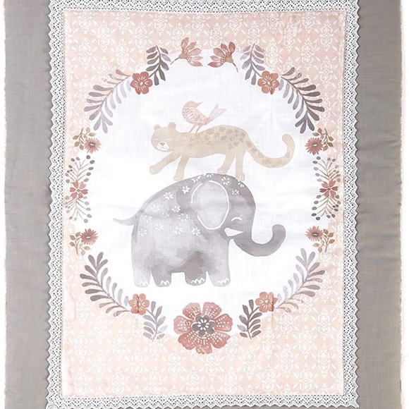 Elephant and Floral Baby Quilt - Gray and Pink - Picture 6 of 6